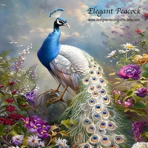 Elegant Peacock |Designer Decor Decoupage Tissue Paper. 18lb paper |  17&quot;x23&quot;