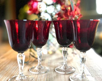 Juego de 4 copas de vino Luminarc Ruby Red / Cristal con tallo retorcido