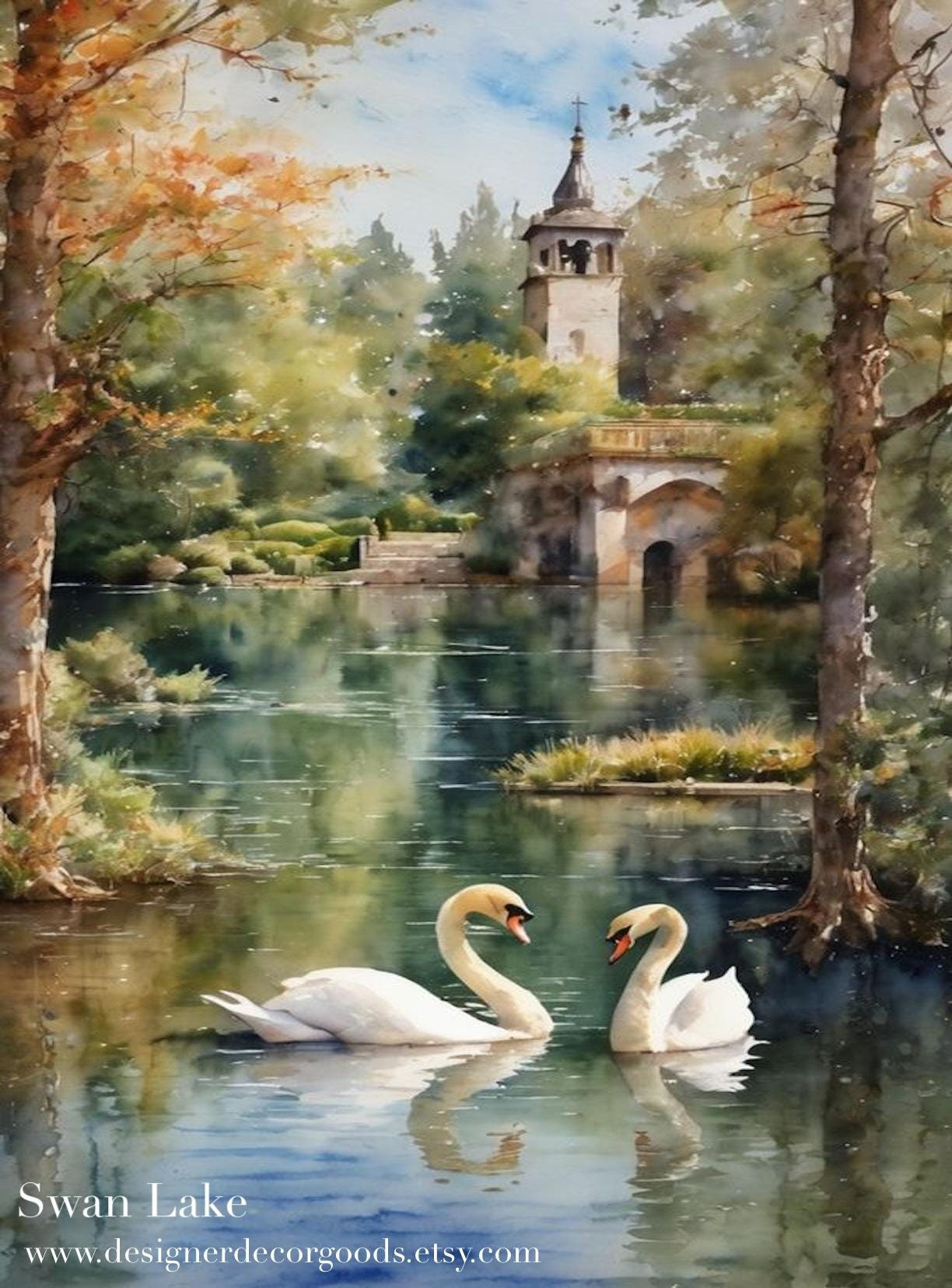 Swan Lake | Designer Decor Decoupage Tissue Paper. 18lb paper |  17”x23”
