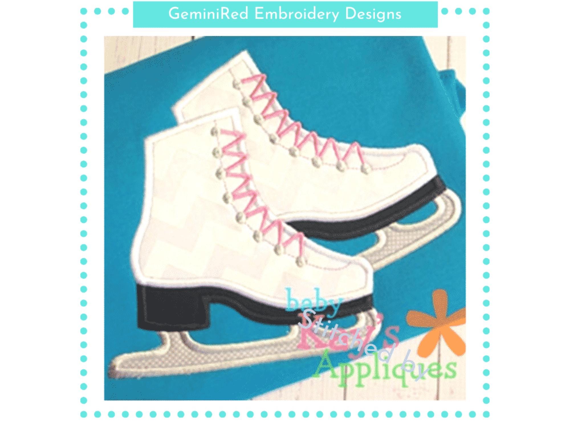 Ice Skates Embroidery Design {Four Sizes}