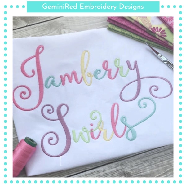 Jamberry Swirls Font Embroidery Font ---> 6 sizes!