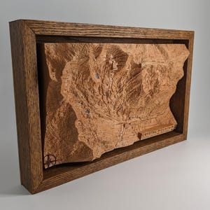 Crystal Mountain Ski Resort 3D Holz Karte / Modell - Handgefertigte Holz Topografische Wand oder Schreibtisch Kunst