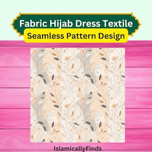 Islamic Seamless Minimalist Floral Pattern for Fabric Ideal for Hijab, Dress, Abaya, and Versatile Use in Pillow Case, Curtain, and More