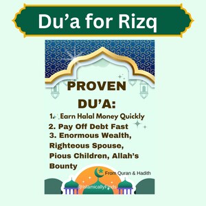 Du'a islámica probada por la riqueza y la libertad de deuda – Oración de abundancia financiera Tarjeta flash imprimible o arte de pared – Descarga instantánea DIGITAL