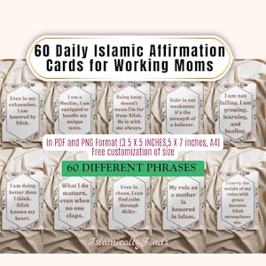 60 Islamische Affirmationskarten für muslimische Mütter Druckbare Motivations Karteien Tägliche Erinnerung Positive Mindset Digitale Selbstfürsorgekarten Mütter