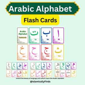 Cartões de memória com letras árabes Cartões de memória com alfabeto árabe para impressão Letras árabes Aprenda árabe para aprender Alcorão Islâmico para impressão DIGITAL