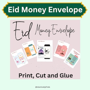 Druckbare Eid Geld Umschläge Set DIY Eid Geschenkidee Digitaler Download für Eid Feier Perfektes Geschenk Dies Eid Hajj Geschenk Muslimischen Festlichen Umschlag