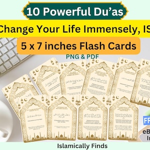 10 Duas puissants pour la force et surmonter les luttes, prières islamiques en téléchargement numérique, 5 x 7 PNG PDF imprimable musulman cadeau déco, tawakkul