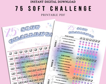 75 Soft Challenge Tracker, 75 Soft Challenge, 75 Day Challenge Printable, Dziennik fitness, Samodoskonalenie, Wyzwanie utraty wagi, PDF