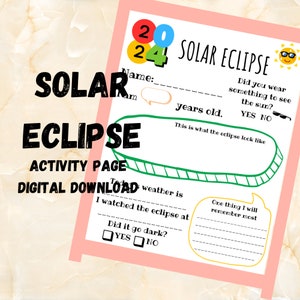 Solar Eclipse 2024 Activity, Solar Eclipse Coloring Pages, Kid’s Activity Pages, Solar Eclipse Keepsake, Solar Eclipse For Kids