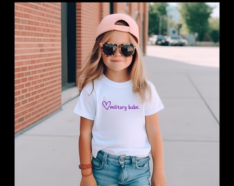 Camiseta militar para niños de color morado, camiseta para niños y jóvenes del mes de las fuerzas armadas, camisetas para niños pequeños de las fuerzas armadas, concienciación sobre los niños de las fuerzas armadas