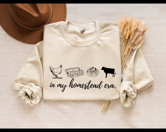 Gehöft Sweatshirt, Vintage Farmer Shirt, Hausschule Mutter Shirt, Hausgeburt Geschenk Hausfrau, Rohmilch Rundhalsausschnitt, knusprige Mutter, traditionelle Frau