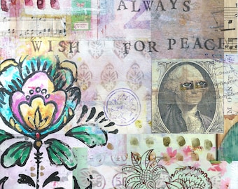 Art Journal Digital Collage Sheet - Wish for Peace
