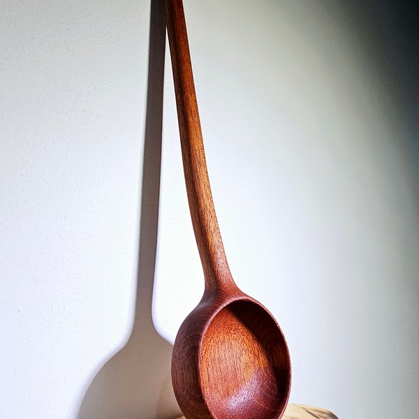 hand carved mahogany ladle spoon