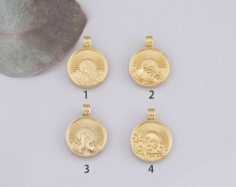 18K Gold Filled Element Pendant,Gold Element Charm Bracelet Necklace for DIY Jewelry Making Supply