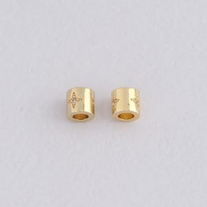 18K Gold Filled Cylinder Spacer Beads,Dainty Barrel Beads Charm Bracelet Necklace for DIY Jewelry Making Supply