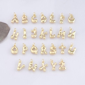 Pingente inicial com preenchimento de ouro 18K, pulseira com pingente de letra dourada para fabricação de joias faça você mesmo