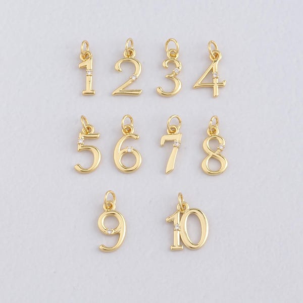 Pingente de número preenchido com ouro 18K, colar com pingente de número delicado para fabricação de joias faça você mesmo