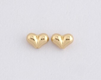 18K Gold Filled Heart Spacer Beads,Heart Beads Charm Bracelet Necklace for DIY Jewelry Making Supply