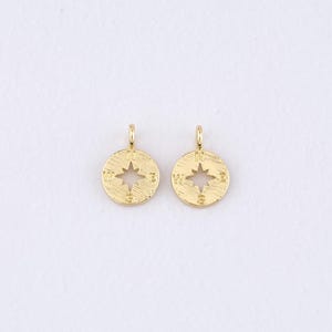 18K Gold Filled Compass Pendant,Gold Direction Charm Bracelet Necklace for DIY Jewelry Making Supply