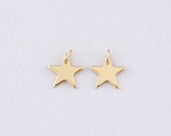 18K Gold Filled Star Pendant,Celestial Charm Bracelet Necklace for DIY Jewelry Making Supply