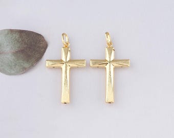 Pendentif croix en or 18 carats, collier de bracelet à breloques religieux pour la fabrication de bijoux à bricoler soi-même