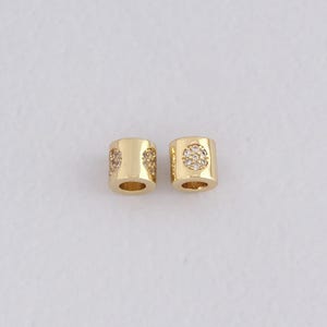18K Gold Filled Cylinder Spacer Beads,Dainty Barrel Beads Charm Bracelet Necklace for DIY Jewelry Making Supply