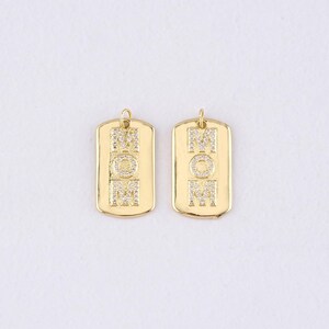 Ciondolo mamma riempito in oro 18 carati, ciondolo mamma con micro pavé di zirconi cubici, collana, bracciale per la creazione di gioielli fai da te.