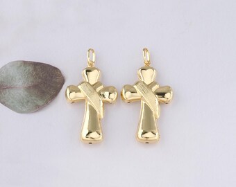 Pendentif croix en or 18 carats, collier de bracelet à breloques croix religieuse pour la fabrication de bijoux à bricoler soi-même