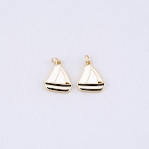 18K Gold Filled Sail Boat Pendant,Enamel Boat Charm Bracelet Necklace for DIY Jewelry Making Supply