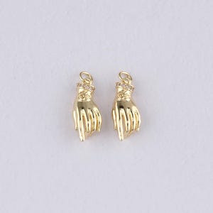 18K Gold Filled Hand Pendant,Gold Gesture Charm Bracelet Necklace for DIY Jewelry Making Supply