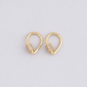 18K Gold Filled Teardrop Carabiner Clips,Dainty Spring Push Gate Clasp Lock for DIY Jewelry Necklace Bracelet