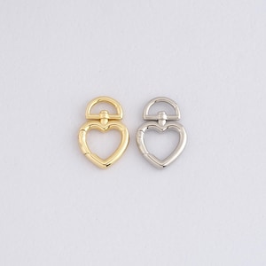 18K Gold Filled Heart Spring Clips,Snap Clasp,Heart Push Gate Clasp for DIY Jewelry Necklace Bracelet