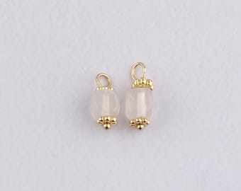 18K Gold Filled Square Pendant,Natural Stone Charm Bracelet Necklace for DIY Jewelry Making Supply