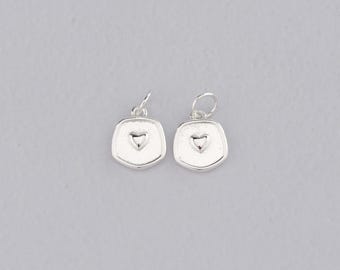 Silver Heart Pendant,Dainty Heart Charm Bracelet Necklace for DIY Jewelry Making Supply