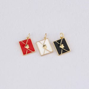 18K Gold Filled Envelope Pendant,Enamel Envelope Charm Bracelet Necklace for DIY Jewelry Making Supply