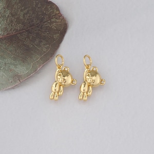 18K Gold Filled Bear Pendant,Cute Bear Charm Bracelet Necklace for DIY Jewelry Making Supply