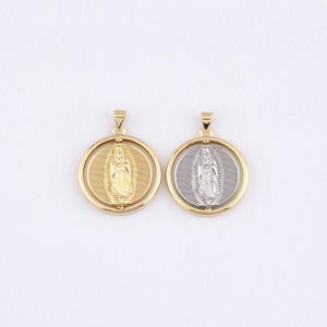 18K Gold Filled Virgin Mary Pendant,Gold Virgin Mary Charm Bracelet Necklace for DIY Jewelry Making Supply