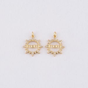 Ciondolo mamma riempito in oro 18 carati, ciondolo mamma con micro pavé di zirconi cubici, collana, bracciale per la creazione di gioielli fai da te.