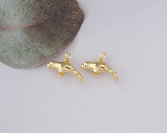 18K Gold Filled Sea Lion Pendant,Ocean Seal Charm Bracelet Necklace for DIY Jewelry Making Supply
