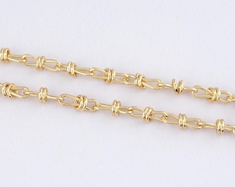 3,28 voet 18 kt gold filled knoopketting, schakelketting, gouden knoopketting voor het maken van doe-het-zelf sieraden