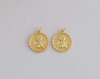 18K Gold Filled Angel Pendant,Gold Angel Charm Bracelet Necklace for DIY Jewelry Making Supply