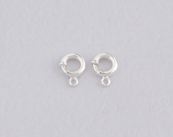 10Pcs Silver Round Clasp,Spring Clasp Lock for DIY Jewelry Necklace Bracelet