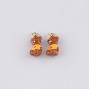 18K Gold Filled Bear Pendant,Enamel Bear Charm Bracelet Necklace for DIY Jewelry Making Supply