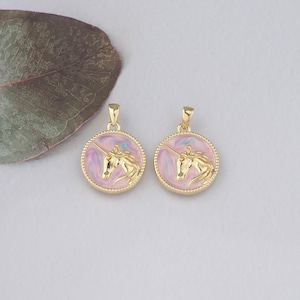 18K Gold Filled Unicorn Pendant,Enamel Unicorn Charm Bracelet Necklace for DIY Jewelry Making Supply