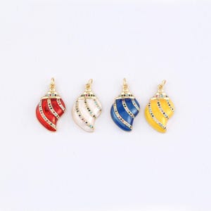 18K Gold Filled Conch Pendant,Enamel Ocean Conch Shell Charm Bracelet Necklace for DIY Jewelry Making Supply