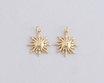 18K Gold Filled Sun Pendant,Celesial Sun Charm Bracelet Necklace for DIY Jewelry Making Supply