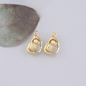 18K Gold Filled Oyster Pendant,Ocean Oyster Charm Bracelet Necklace for DIY Jewelry Making Supply