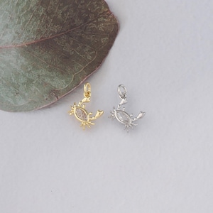 18K Gold Filled Crab Pendant,CZ Micro Pave Crab Charm Bracelet Necklace for DIY Jewelry Making Supply