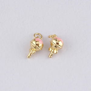 18K Gold Filled Lollipop Pendant,Enamel Lollipop Charm Bracelet Necklace for DIY Jewelry Making Supply